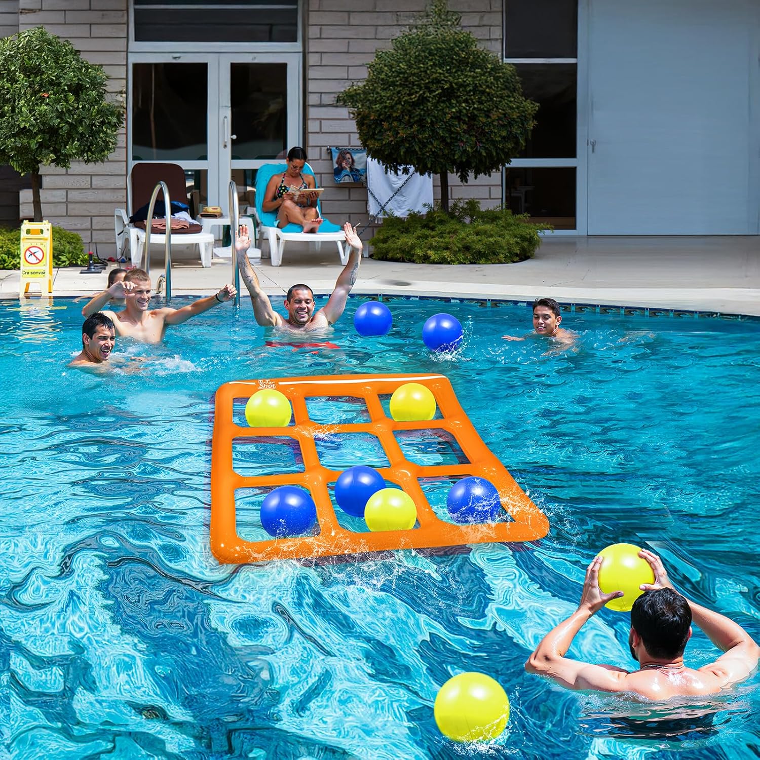 Pool Toys Games Set- Tic-Tac-Toe Inflatable Pool Toy with 10 Balls - for Adults Teens Kids 2-10 Players - Image 3