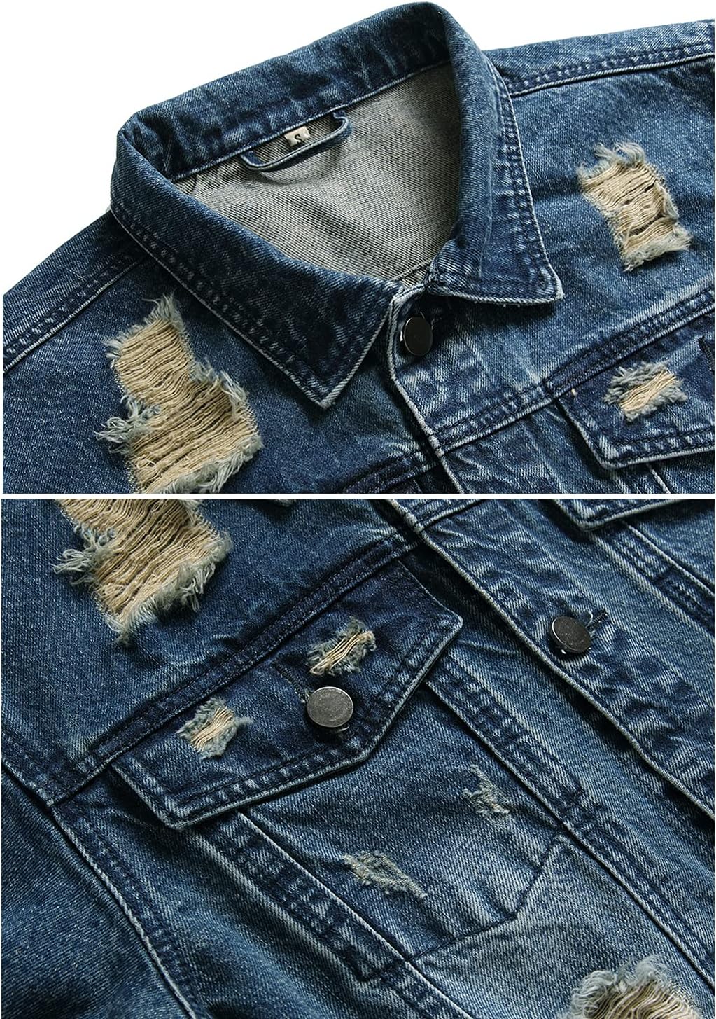 RANMCC Jean Jacket for Men Slim Fit Ripped Denim Jacket Coat - Image 3