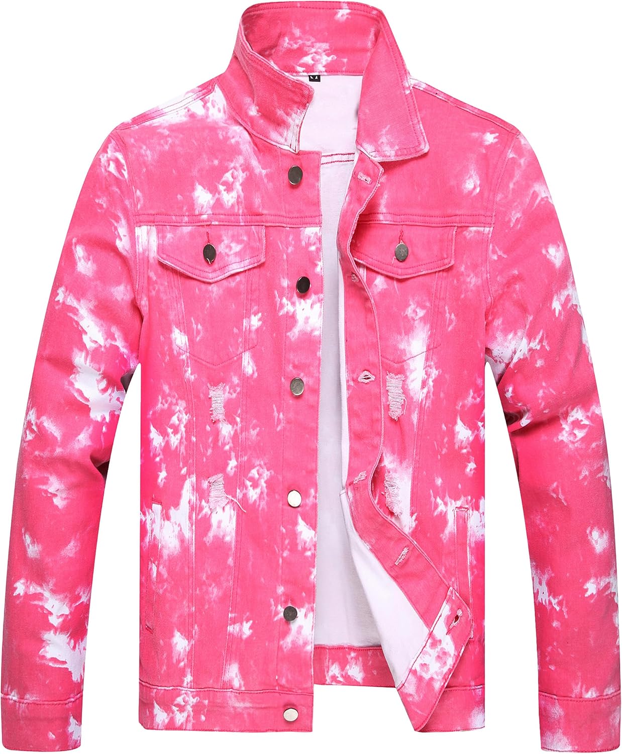 RANMCC Jean Jacket for Men Slim Fit Ripped Denim Jacket Coat - Image 18