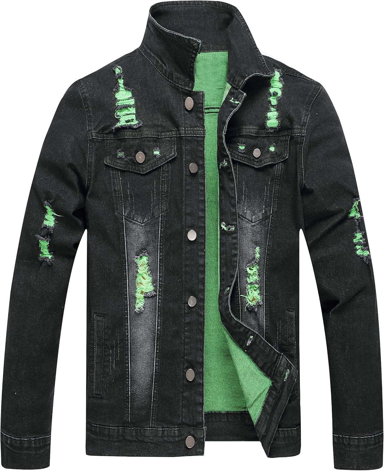 RANMCC Jean Jacket for Men Slim Fit Ripped Denim Jacket Coat - Image 7