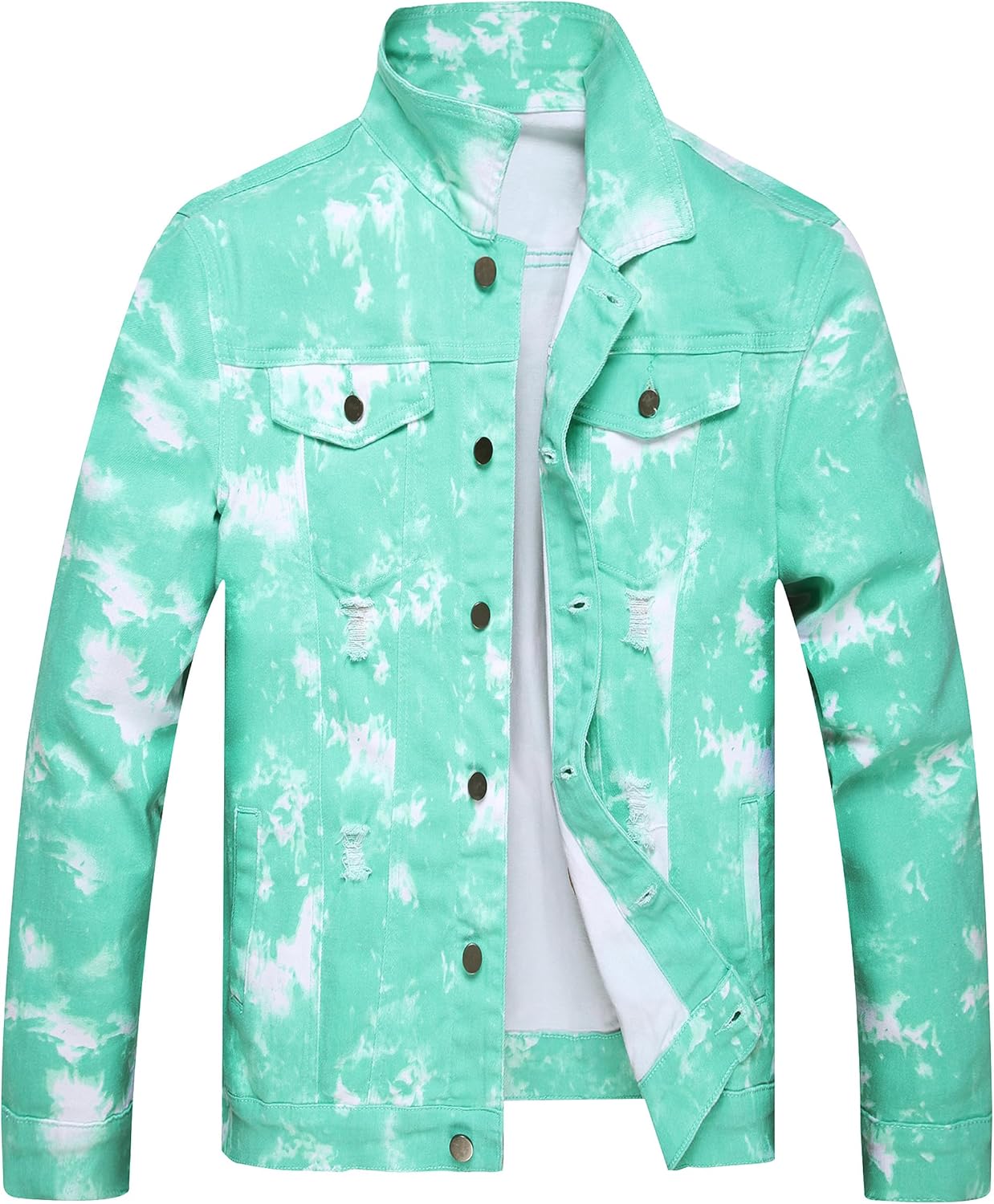 RANMCC Jean Jacket for Men Slim Fit Ripped Denim Jacket Coat - Image 10