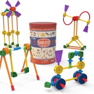 Retro Building Tin - 100 Parts - Collectible, Nostalgic Construction Toy, Great for Kids, Toddlers, Boys, Girls, Ages 3+