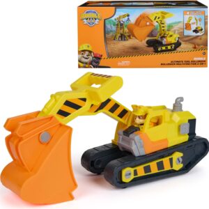 Rubble & Crew Rubble's Ultimate Tool Bulldozer Vehicle, Toy Truck with Action Figure, PAW Patrol Kids Toys for Boys & Girls Ages 3 and Up