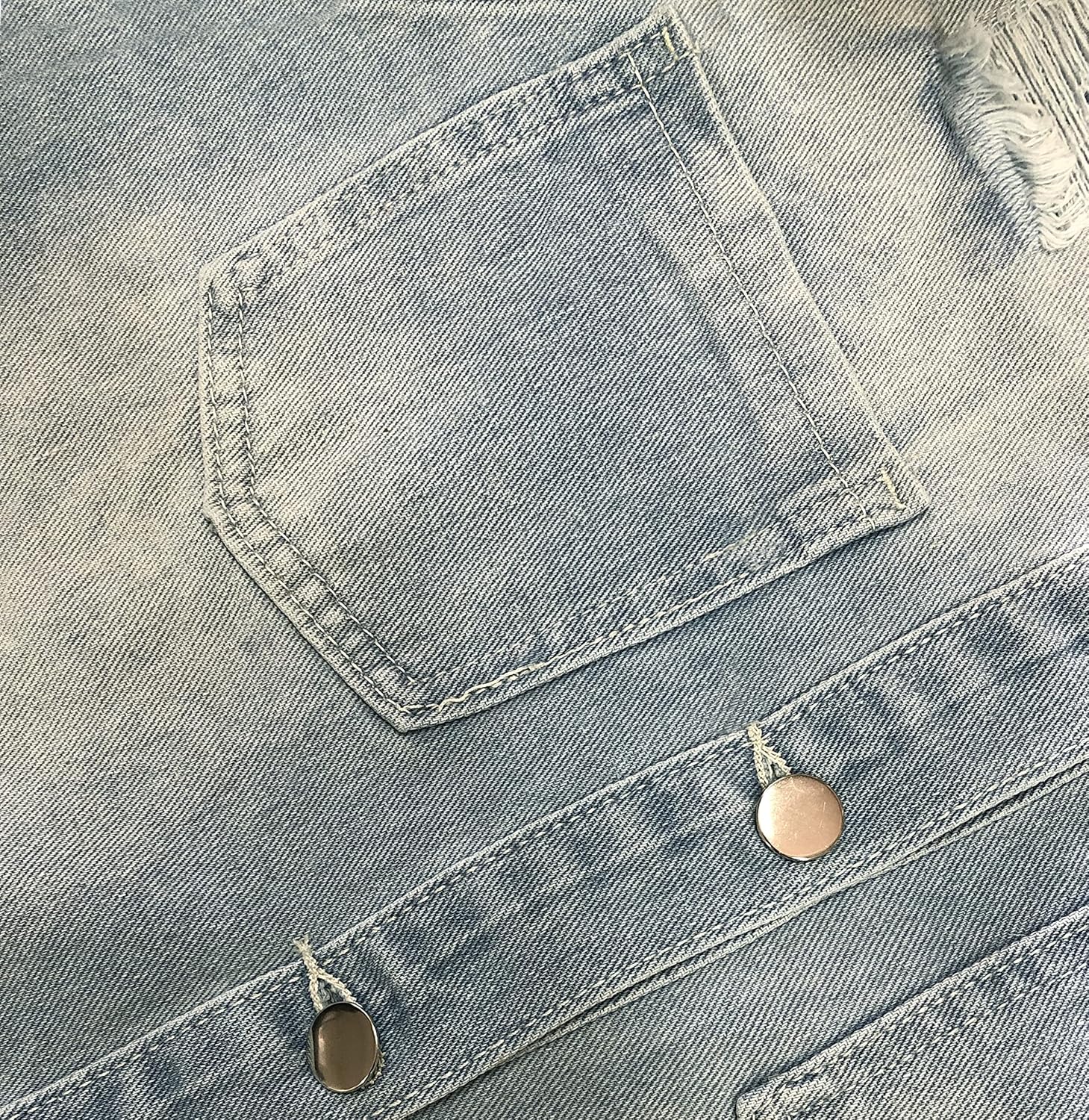 SeNight Women's Jean Jacket Long Sleeve Classic Distressed Fray Hem Tassels Denim Trucker Jackets - Image 3