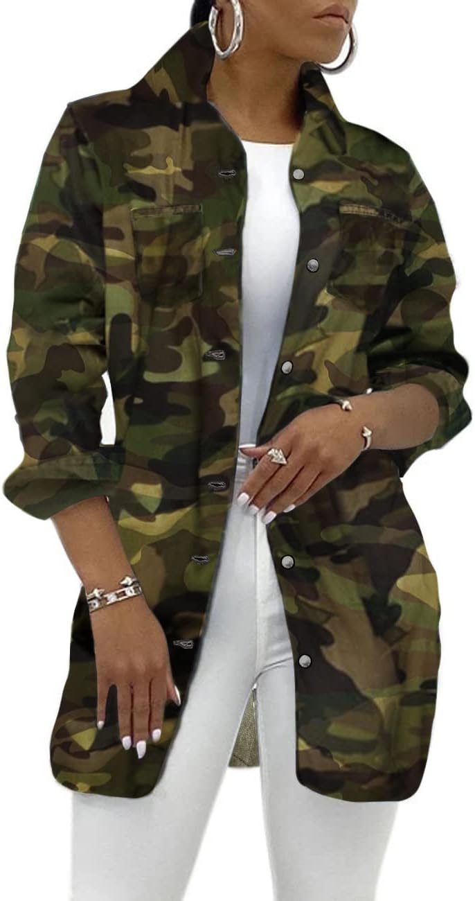 SeNight Women's Jean Jacket Long Sleeve Classic Distressed Fray Hem Tassels Denim Trucker Jackets - Image 16