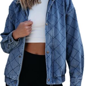 Sidefeel Women's Jean Jacket Long Sleeve Zimbaplatinum Overszied Denim Jackets Shacket Coat Fashion Spring Outfits 2025