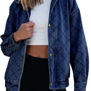 Sidefeel Women's Jean Jacket Long Sleeve Zimbaplatinum Overszied Denim Jackets Shacket Coat Fashion Spring Outfits 2025