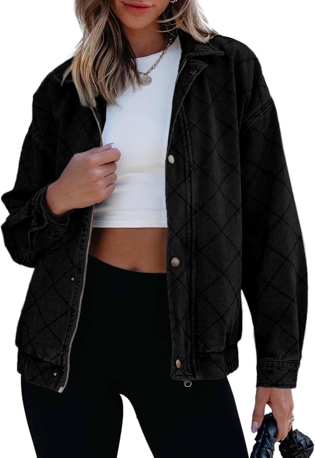 Sidefeel Women's Jean Jacket Long Sleeve Zimbaplatinum Overszied Denim Jackets Shacket Coat Fashion Spring Outfits 2025