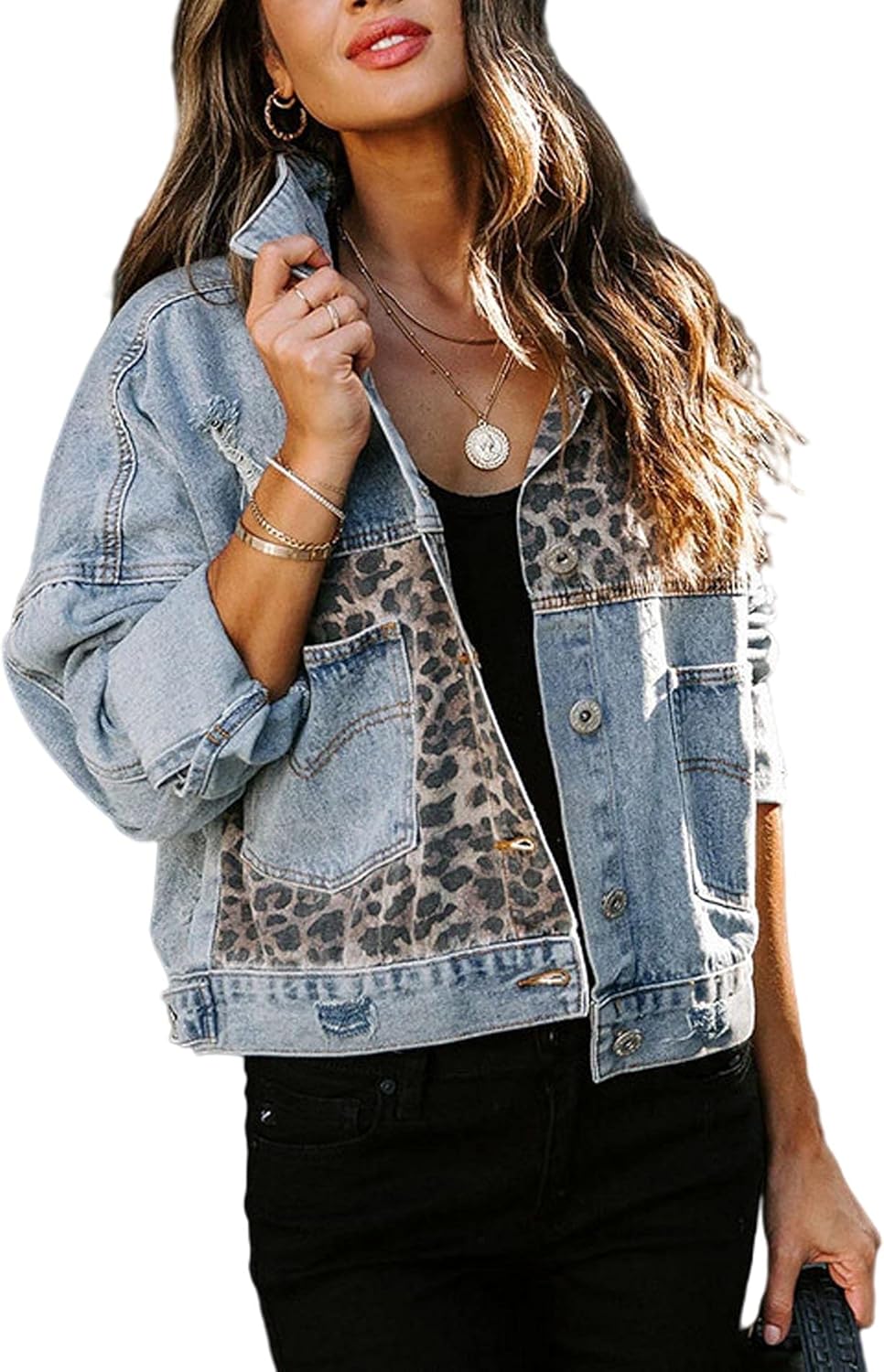 SOMTHRON Women's Distressed Denim Jeans Outfits Coat Spring Fall Ripped Jeans Outerwear Denim Jacket - Image 9