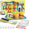 Spongebob Kids Kitchen Playset - Interactive Play Food with 2 Krabby Patty Burgers, Seafoam Shake, Kelp Fries, Spongebob Toys Kitchen Set for Kids Ages 3-5 Includes Velcro Dots