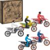 Supercross, Authentic 5-Pack of 1:24 Scale Die-Cast Motorcycles with Rider Figure, Toy Moto Bike for Kids and Collectors Ages 3 and up