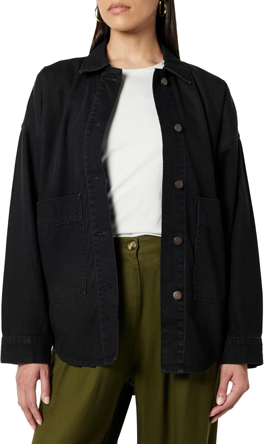 The Drop Women's Pilar Long Denim Shirt Jacket - Image 9