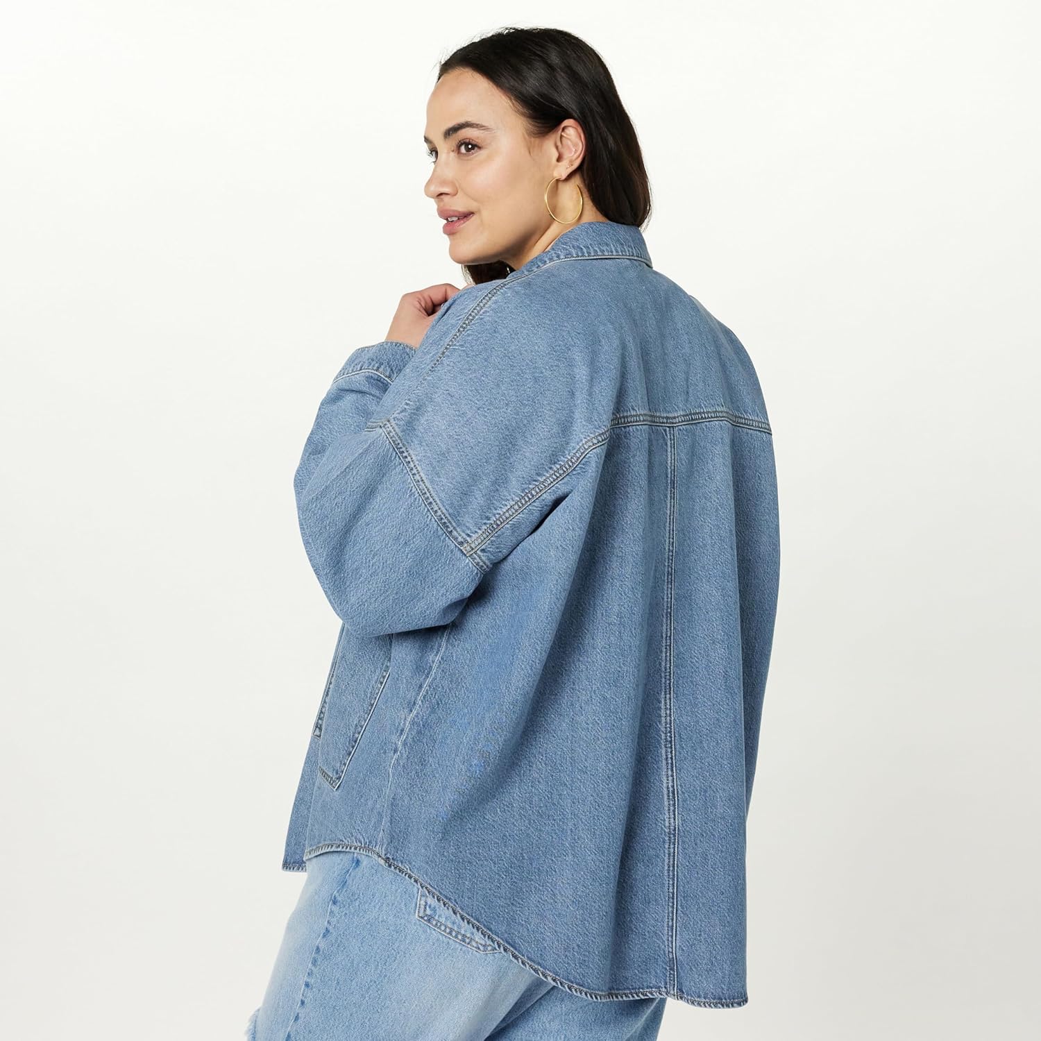 The Drop Women's Pilar Long Denim Shirt Jacket - Image 6