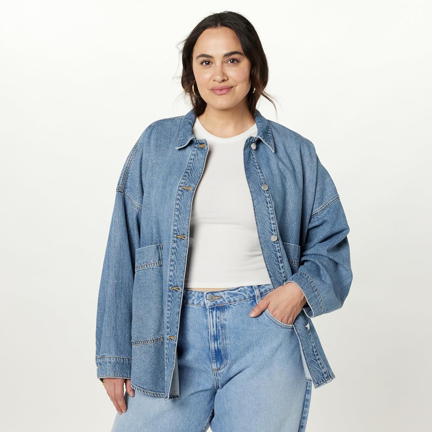 The Drop Women's Pilar Long Denim Shirt Jacket - Image 5