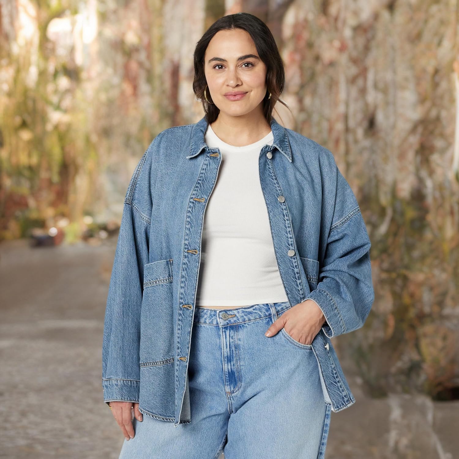 The Drop Women's Pilar Long Denim Shirt Jacket - Image 8