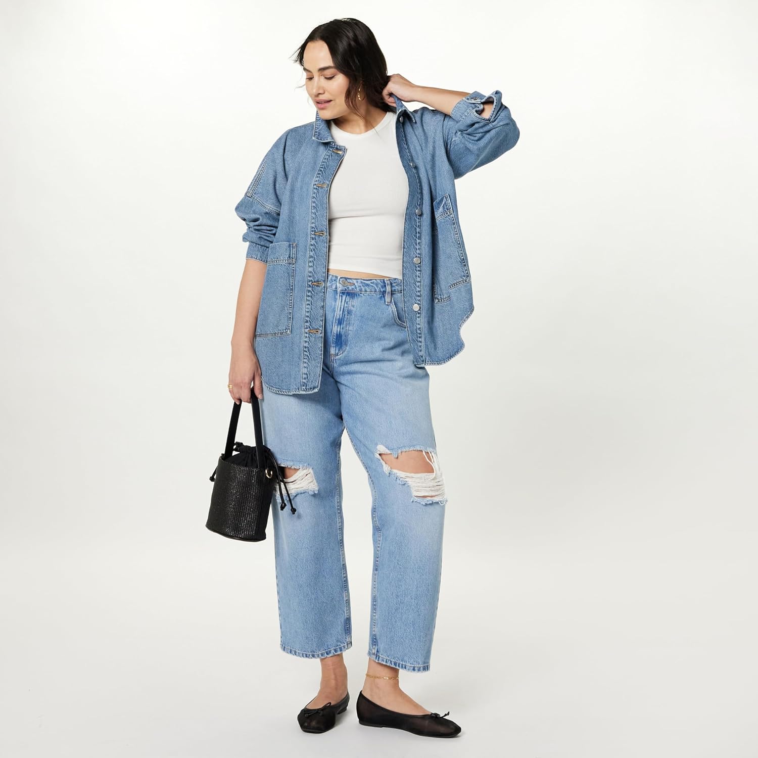 The Drop Women's Pilar Long Denim Shirt Jacket - Image 7
