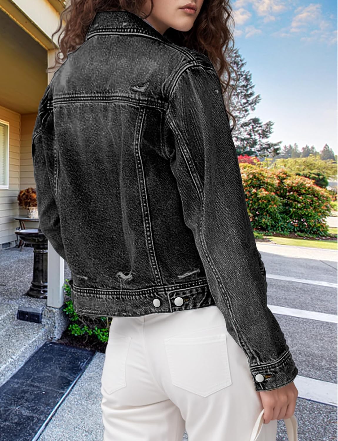 TodTan Jean Jacket Women Distressed Ripped - Casual Long Sleeve Fall Denim Jacket Coat - Image 8