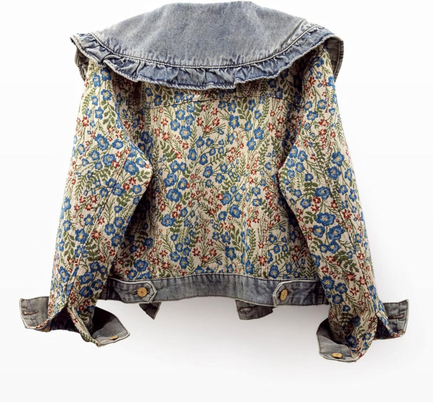 Unilexi Womens Peter pan Collar Embroidered Jean Jackets Long Sleeve Jacquard Versatile Denim Jackets - Image 6