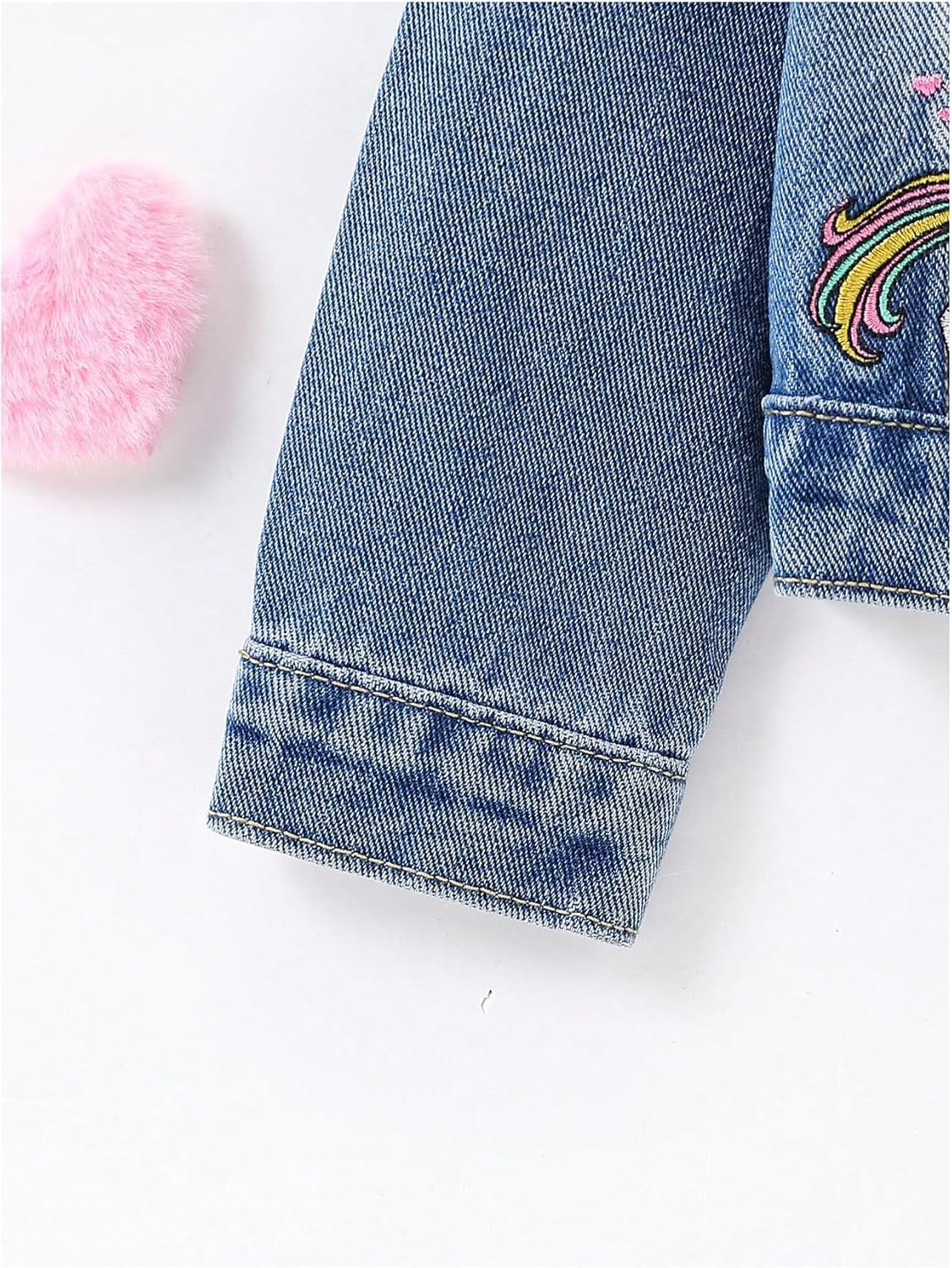 Verdusa Girl's Jean Jacket Cute Embroidery Denim Jacket Long Sleeve Button Down Spring Fall Outerwear - Image 5