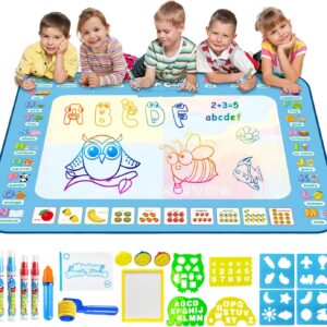 Water Doodle Mat - Kids Painting Writing Color Doodle Drawing Mat Toy Bring Magic Pens Educational Toys Birthday Christmas Gifts for 3 4 5 6 7 8 Years Old Boys Girls, 60 x40 Inche - Alphabe