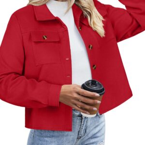Zeagoo Flannels for Women Cropped Shacket Jacket Fashion Plaid Button Down Shirt 2025 Fall Coat Tops